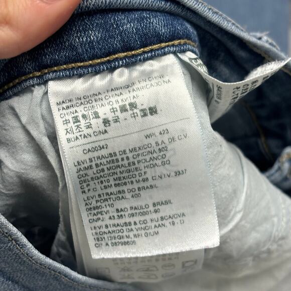 Levis 505 Faded Blue Womens 16S 33x29 Straight Stretch Denim Jeans Red Tab EUC - Picture 5 of 14